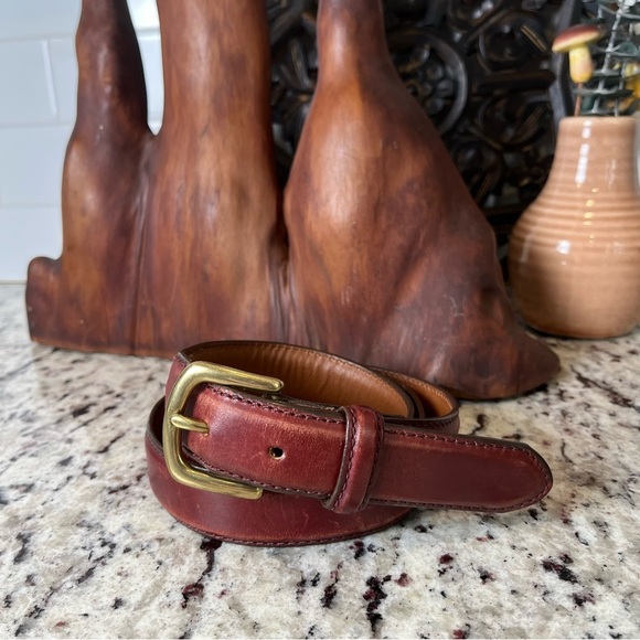 Vintage LL Bean Men's Brown Leather Belt - Picture 1 of 6
